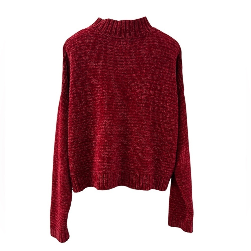 Forever 21 Chenille Maroon Mock Neck Crop Sweater - Size L - Picture 5 of 13